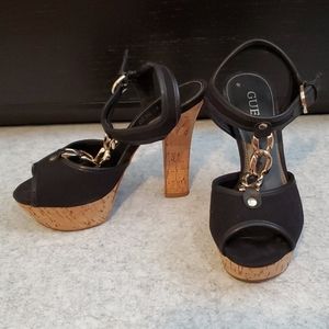 Guess Black heels wedges